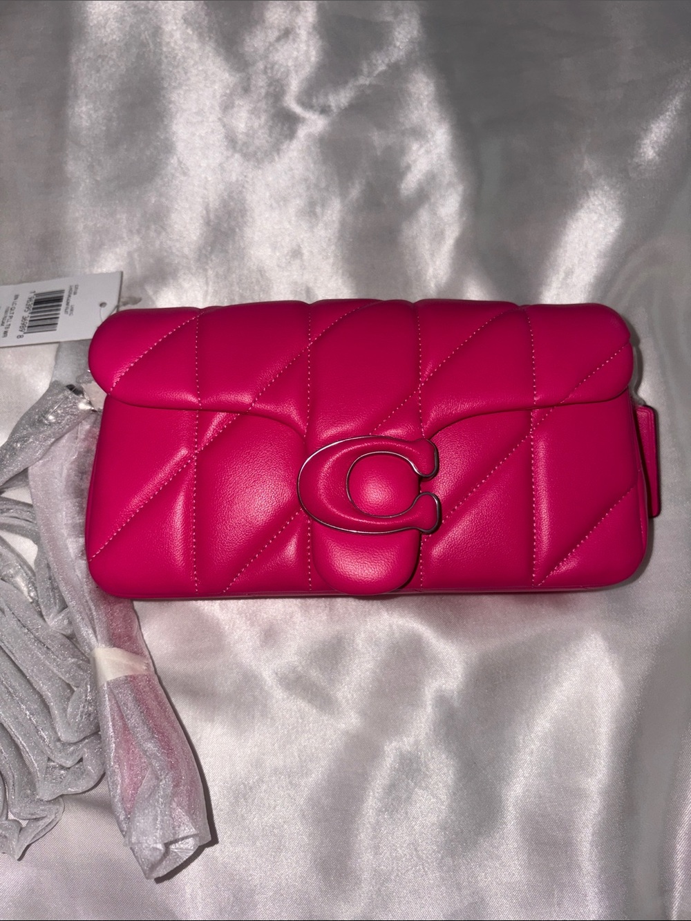 NWT Coach Pink Quilted Leather Shoulder Bag with Signature C
